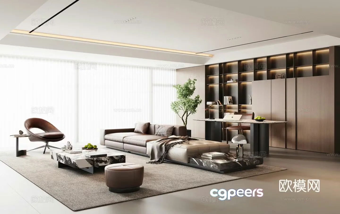 Modern Italian home living room 3d model