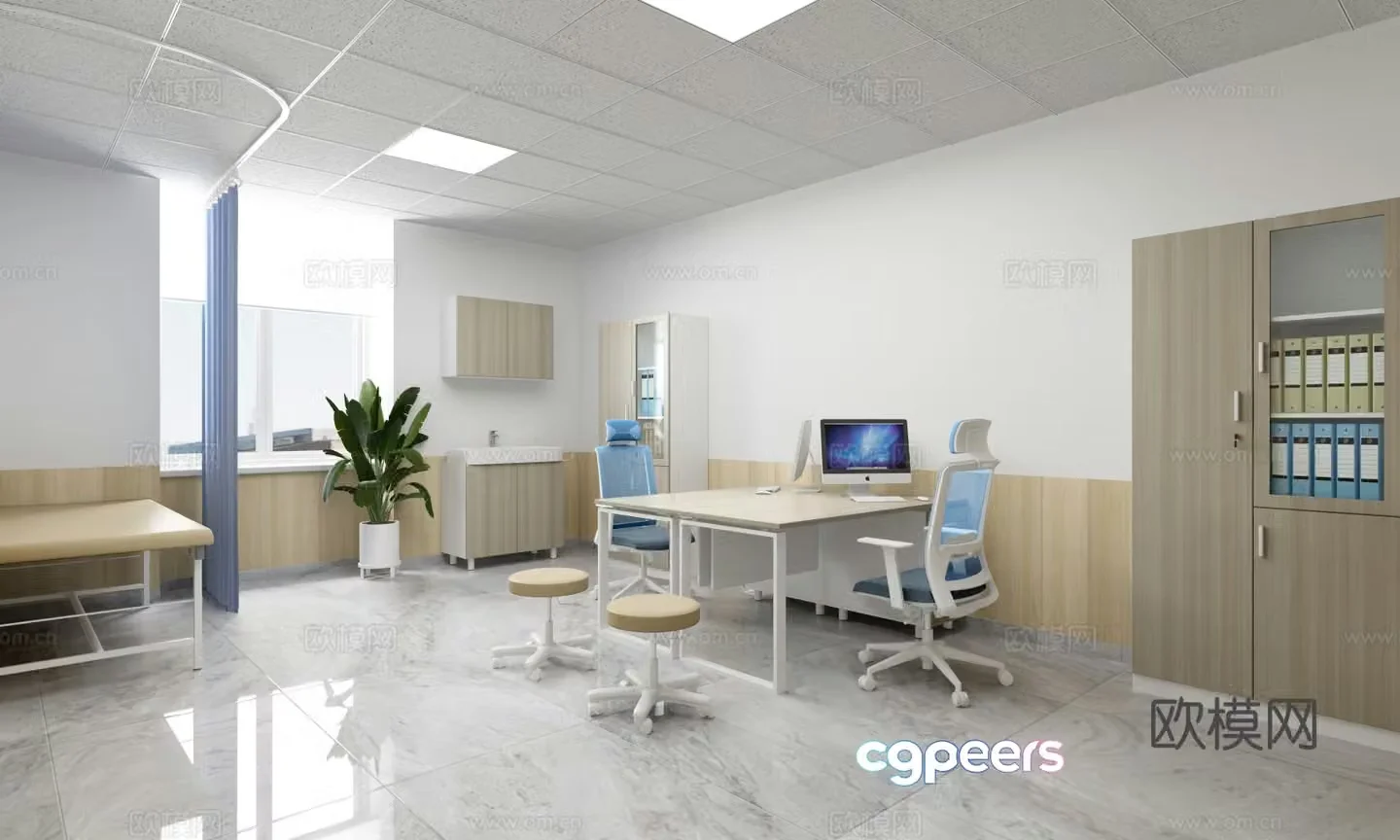 Modern clinic clinic desk clinic bed wardrobe file cabinet chair 3d model