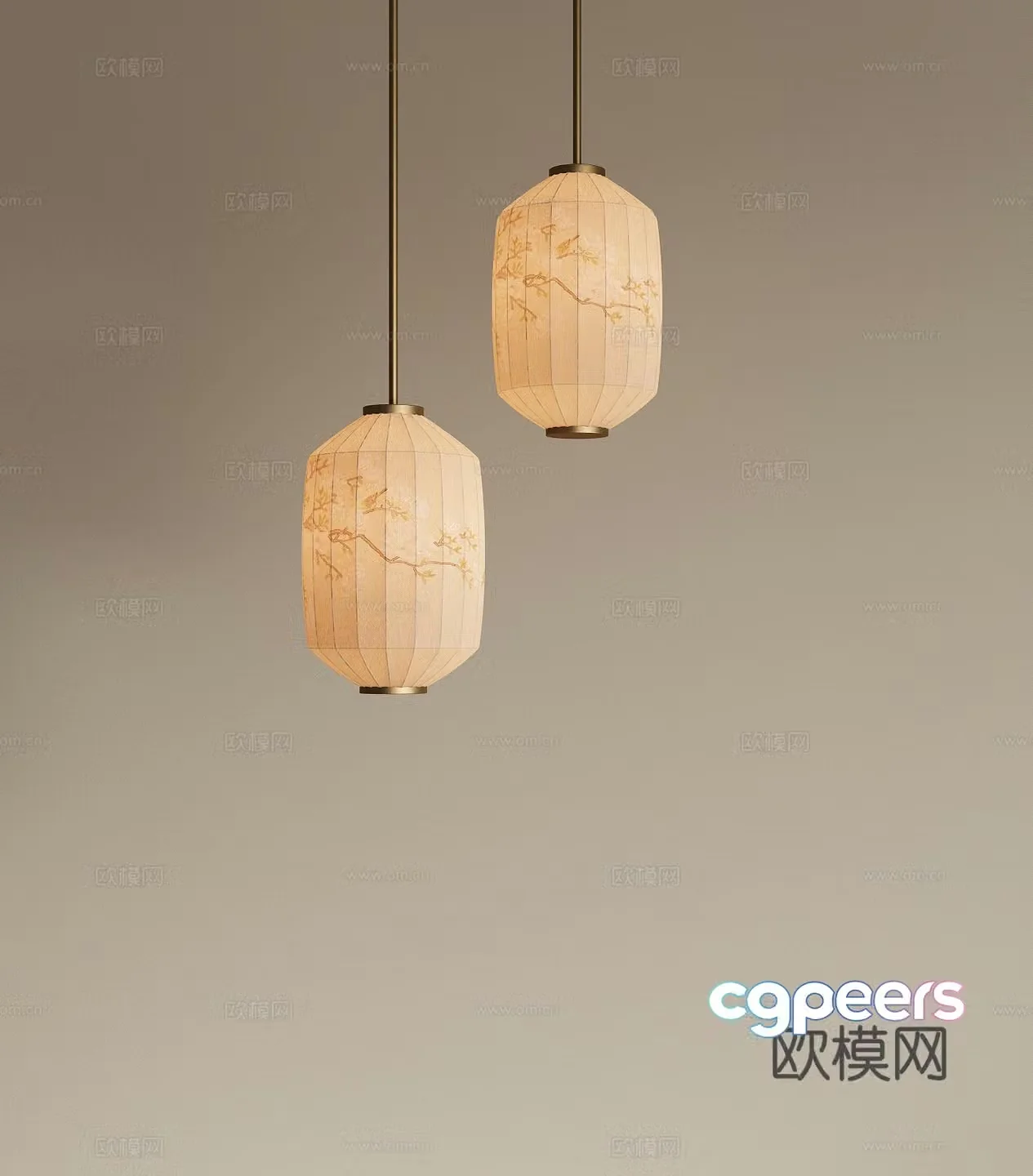 New Chinese Zen Chandelier Lantern Metal Chandelier Restaurant Chandelier Bedside Chandelier Bar Chandelier 3D Model