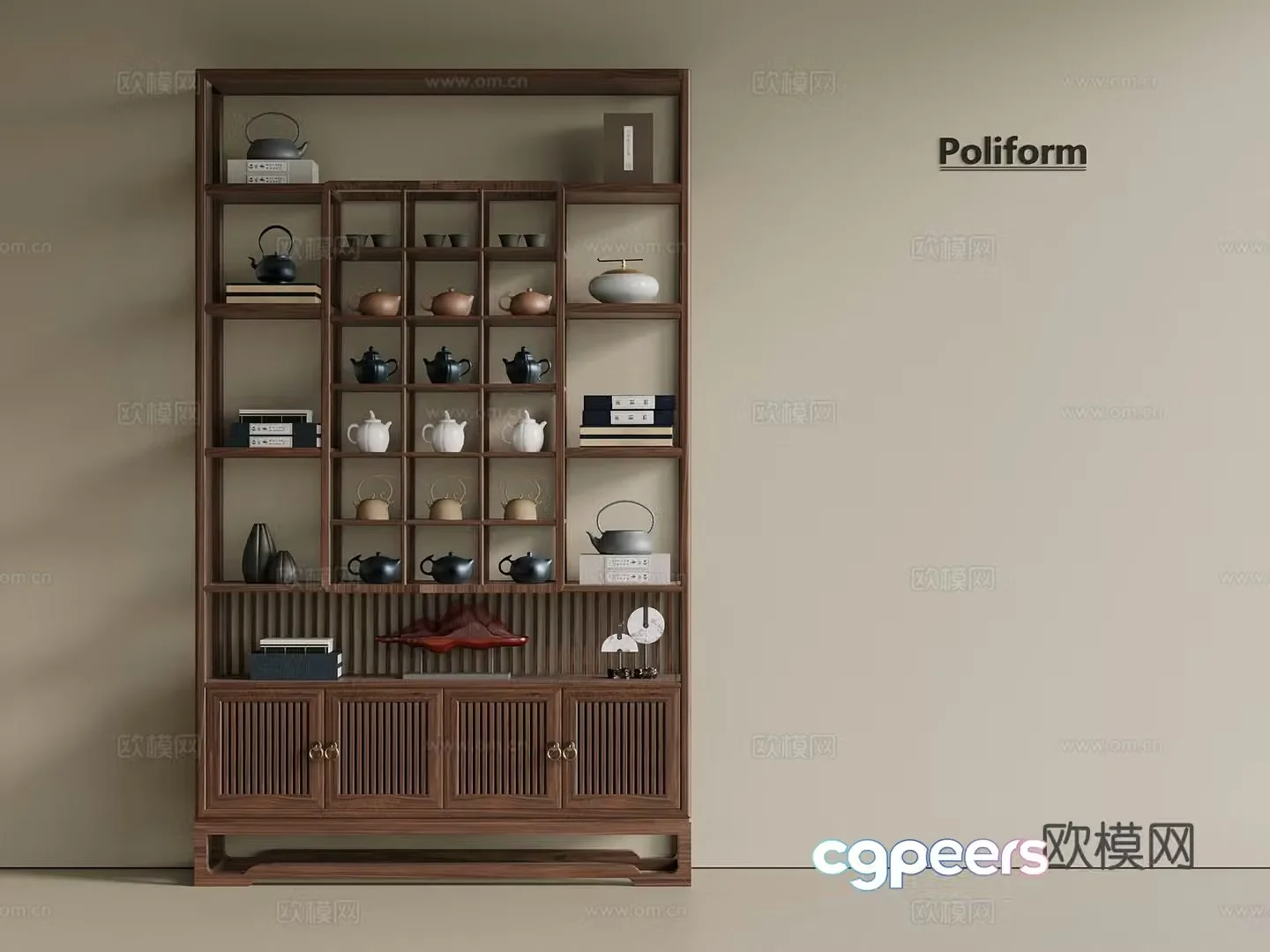 New Chinese style Chinese style Bo Gu shelf Tea cabinet cabinet solid wood decorative cabinet 3d model