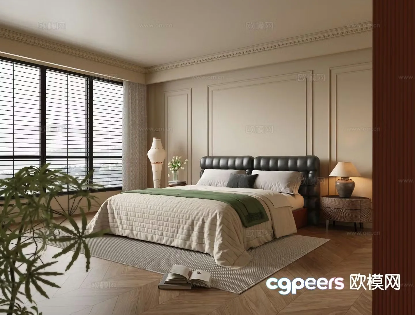 Medieval style double bed 3d model