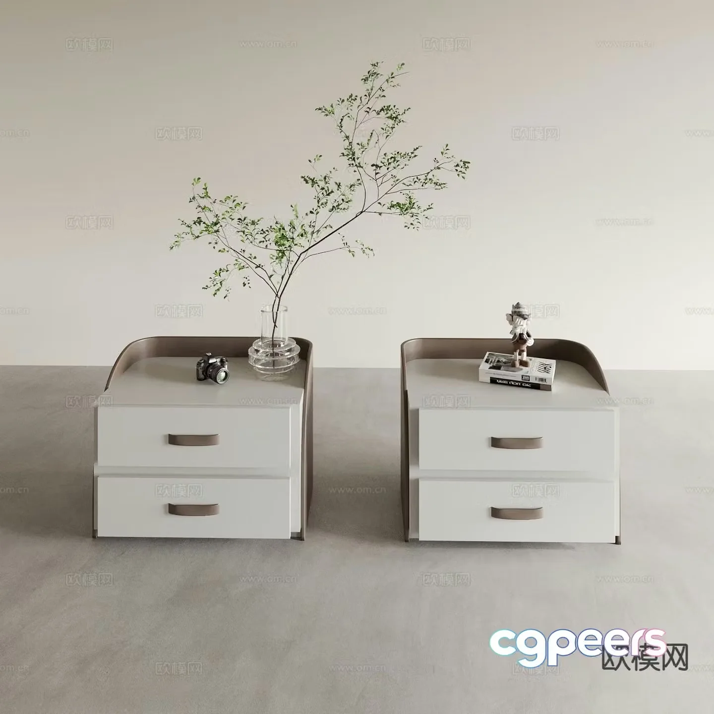 Italian bedside table standing cabinet cabinet low cabinet 3D model