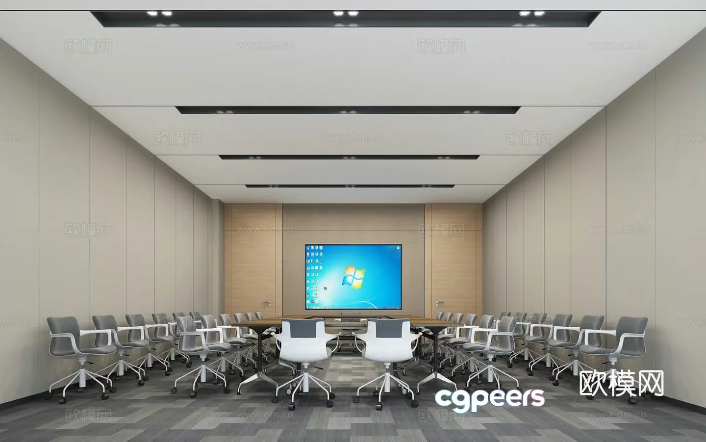 Modern minimalist conference room 3d model