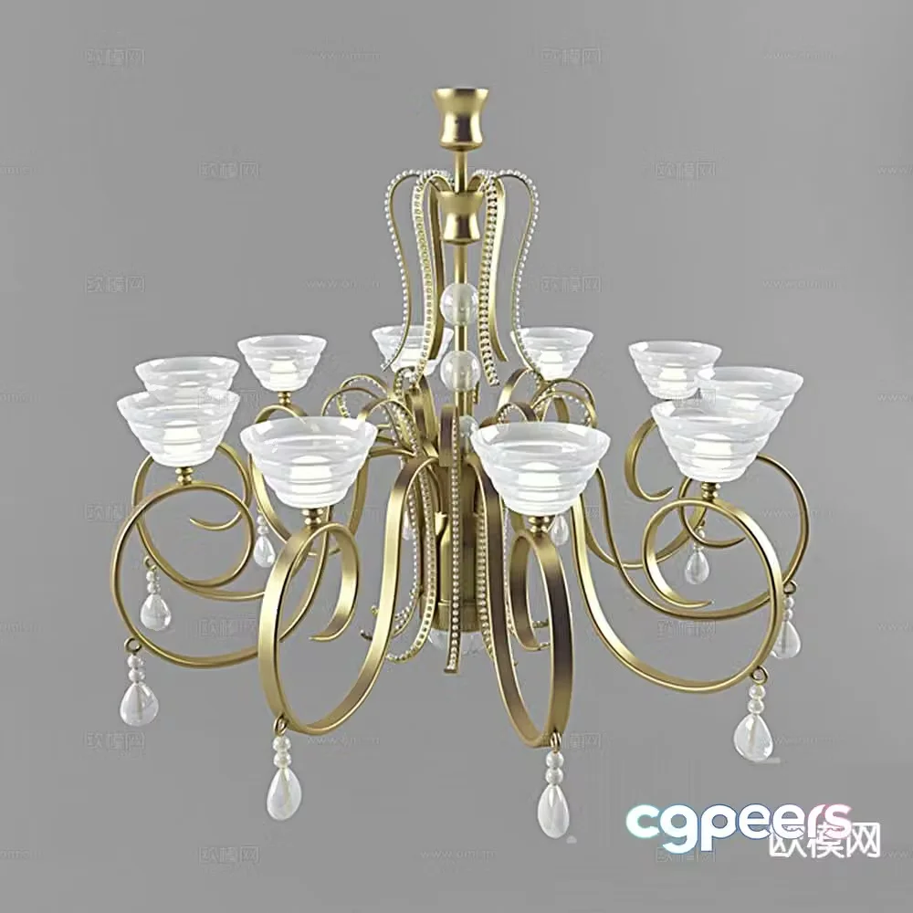 European crystal chandelier 3d model