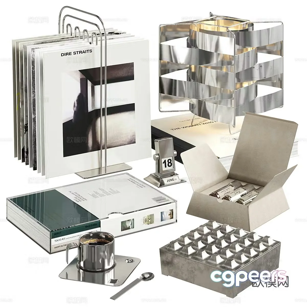Modern book jewelry ornament combination 3d model