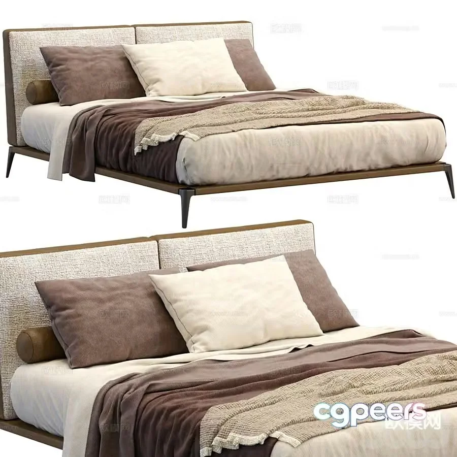 Modern double bed 3d model