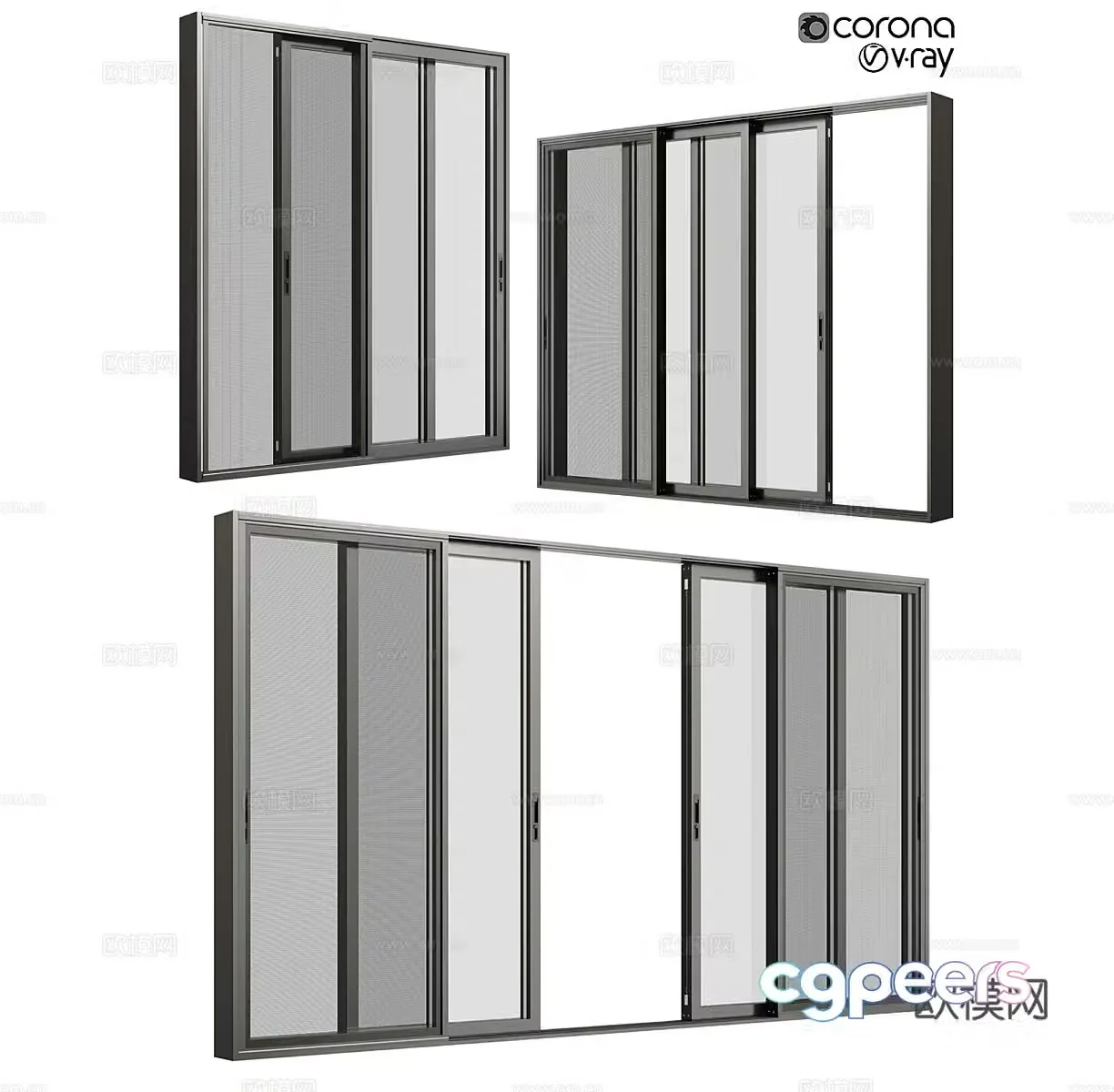 Floor-to-ceiling windows sliding windows casement windows kitchen glass doors balcony glass doors 3D model