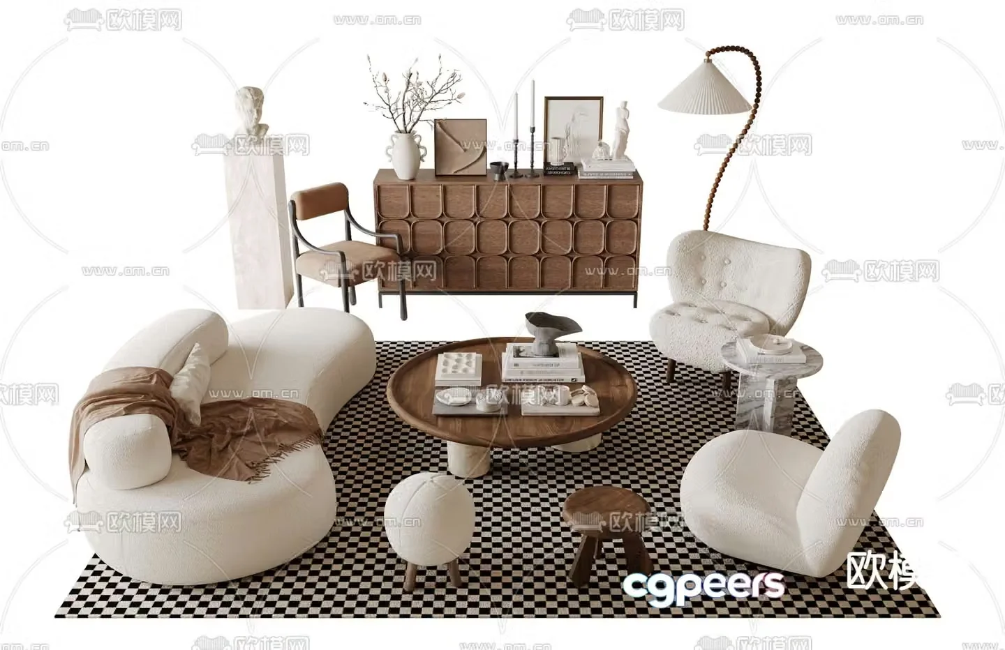 Medieval style modular sofa 3D model