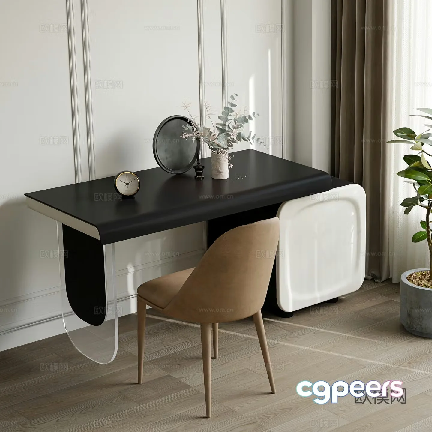 modern desk writing desk 3d model