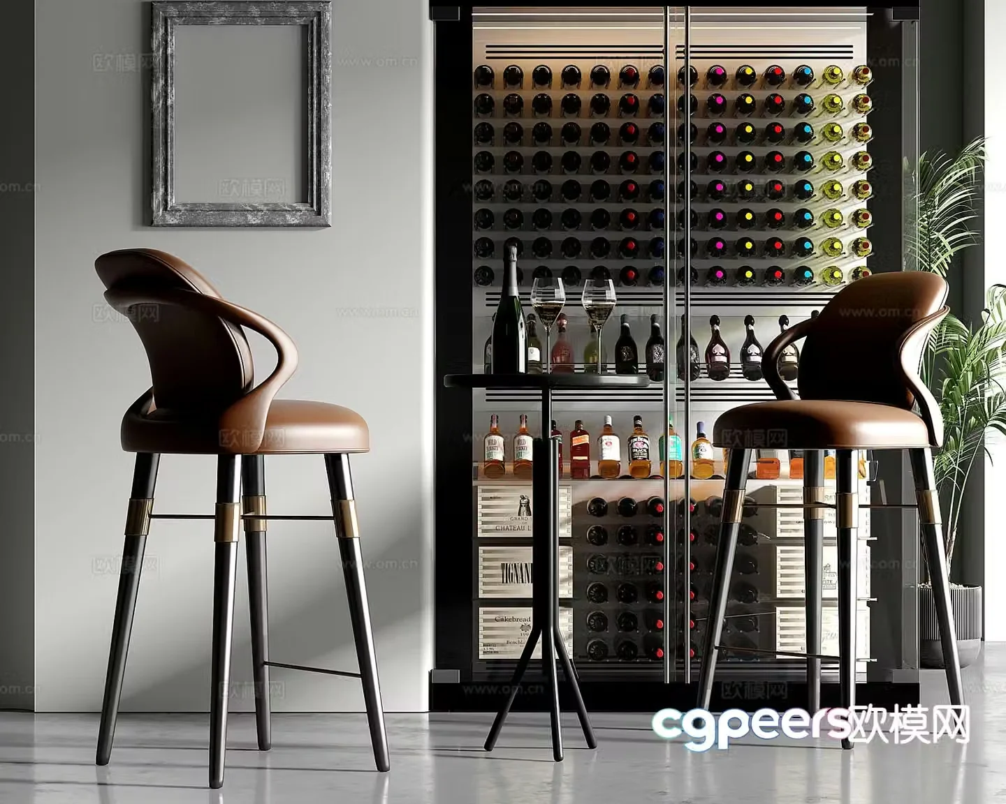 Modern bar bar chair 3d model