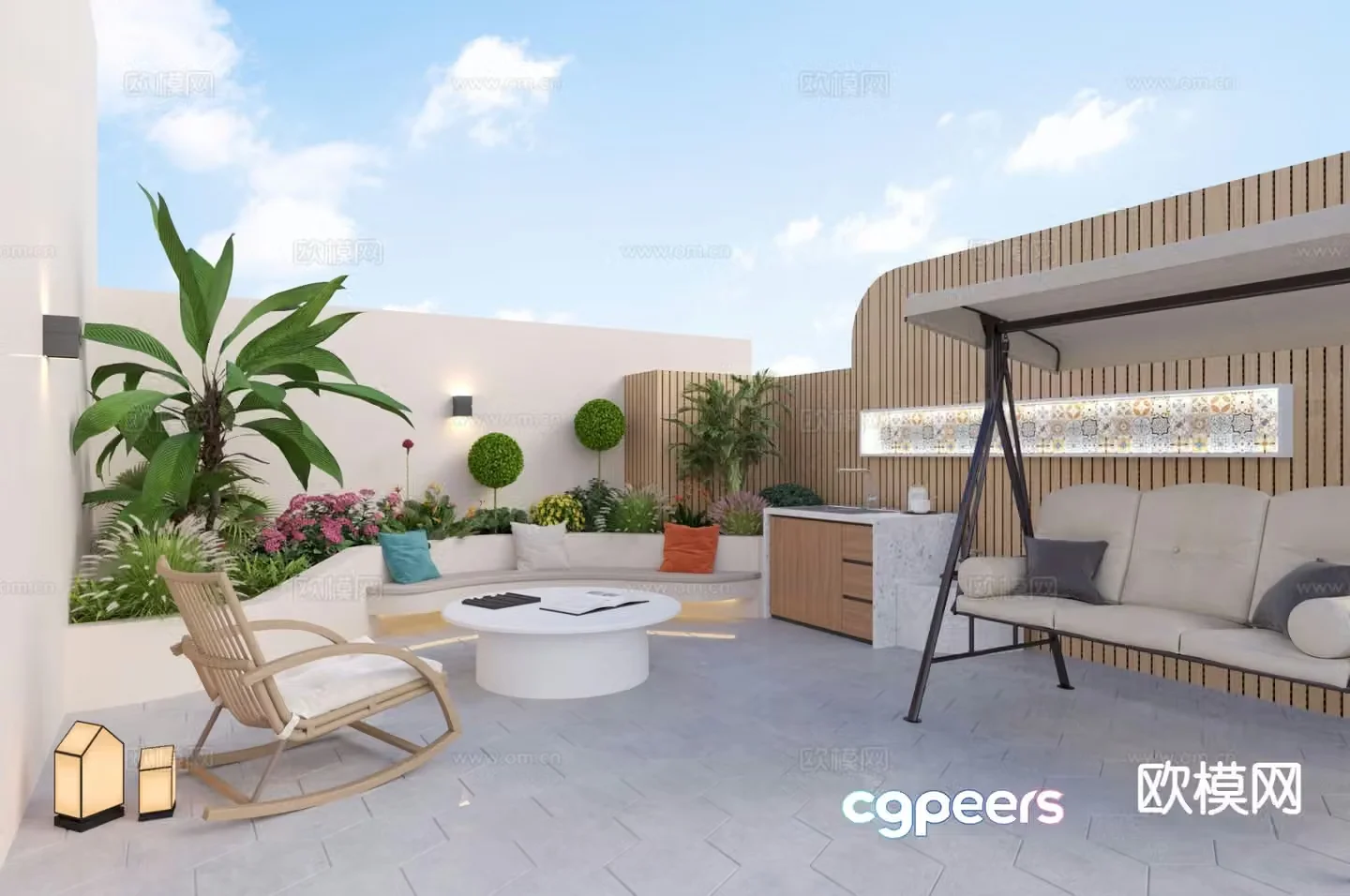 Modern courtyard landscape villa garden landscape 3d model