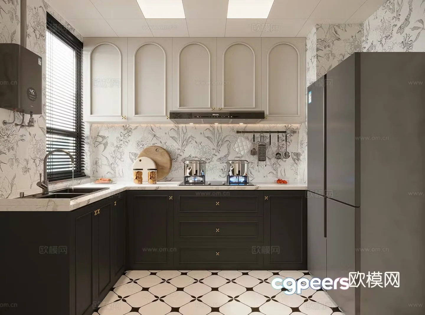 French retro kitchen 3d model