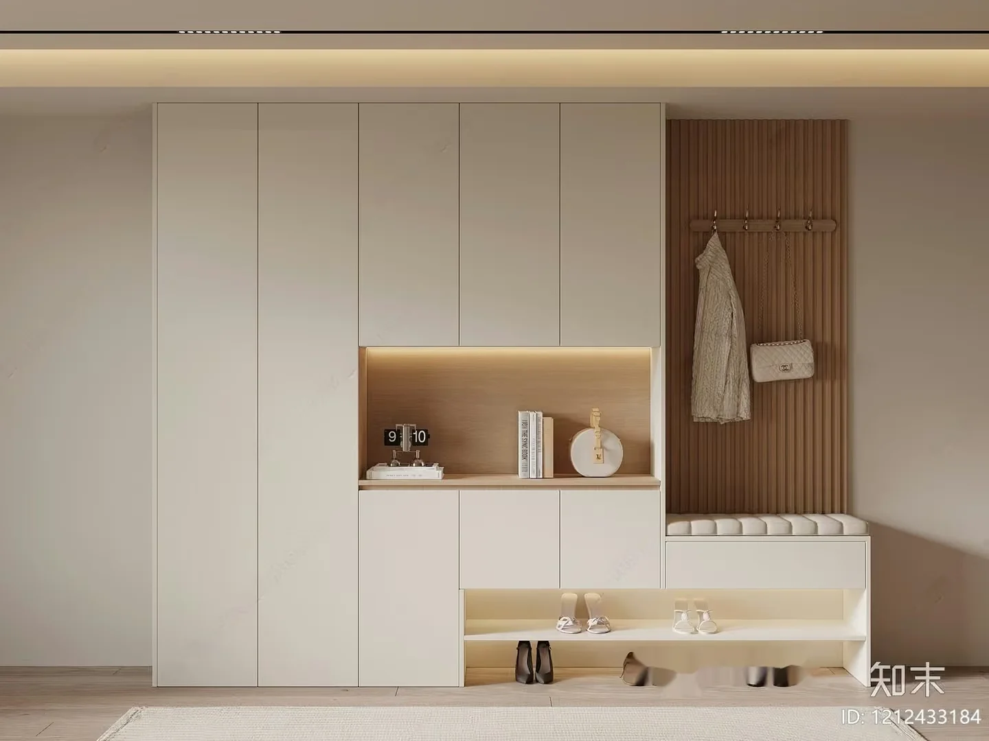 Modern White And Wood Entryway 3D Model – 5074 – VRAY Render