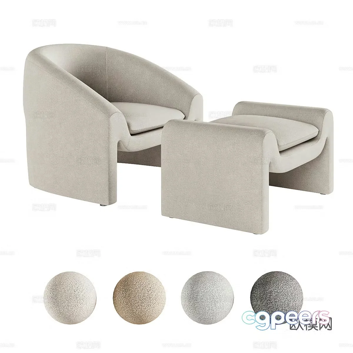 Bolia – Mielo Armchair and Footstool 3D Model