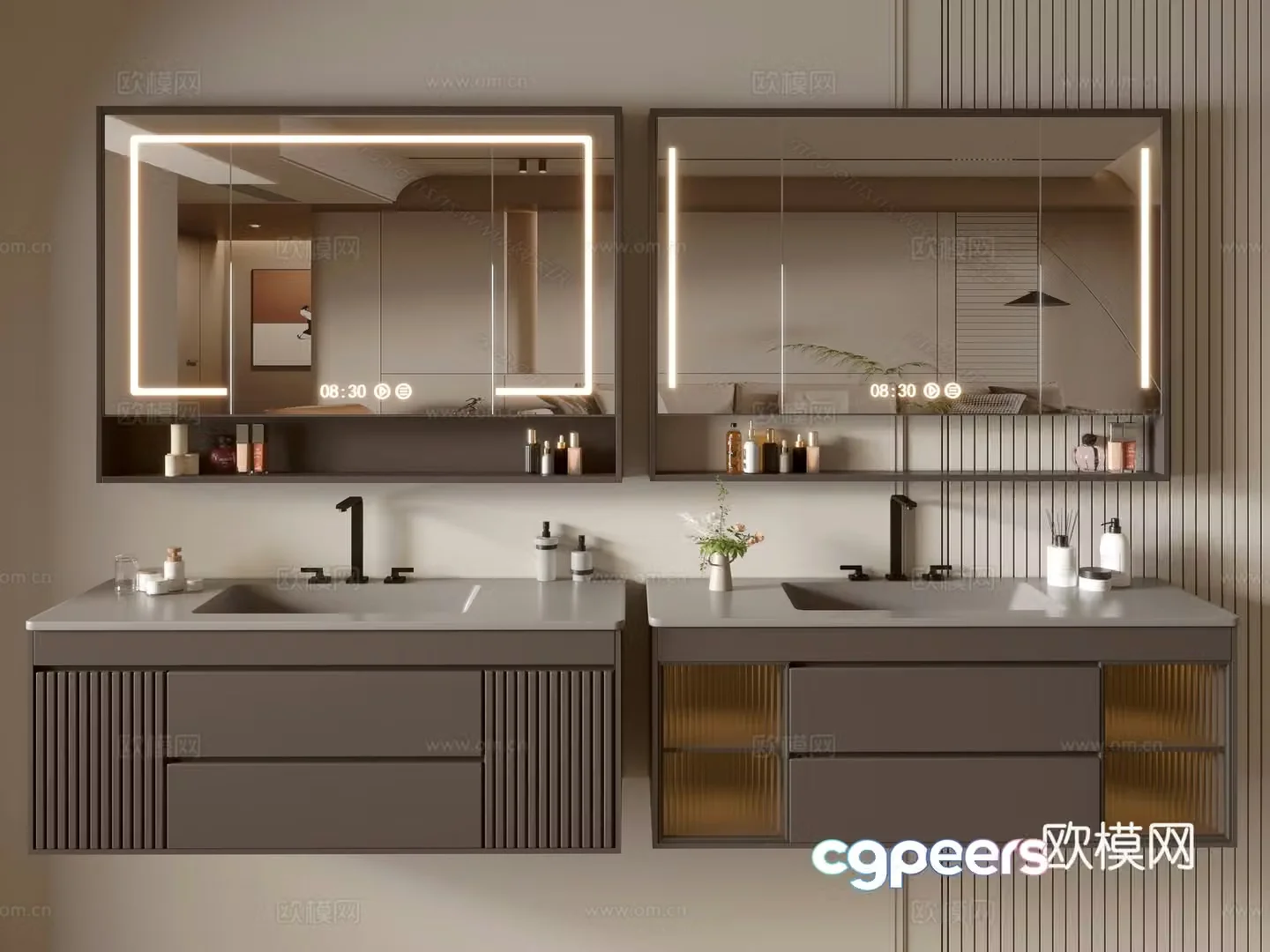 Modern bathroom cabinet bathroom basin bathroom ornaments mirror cabinet sink 3d model