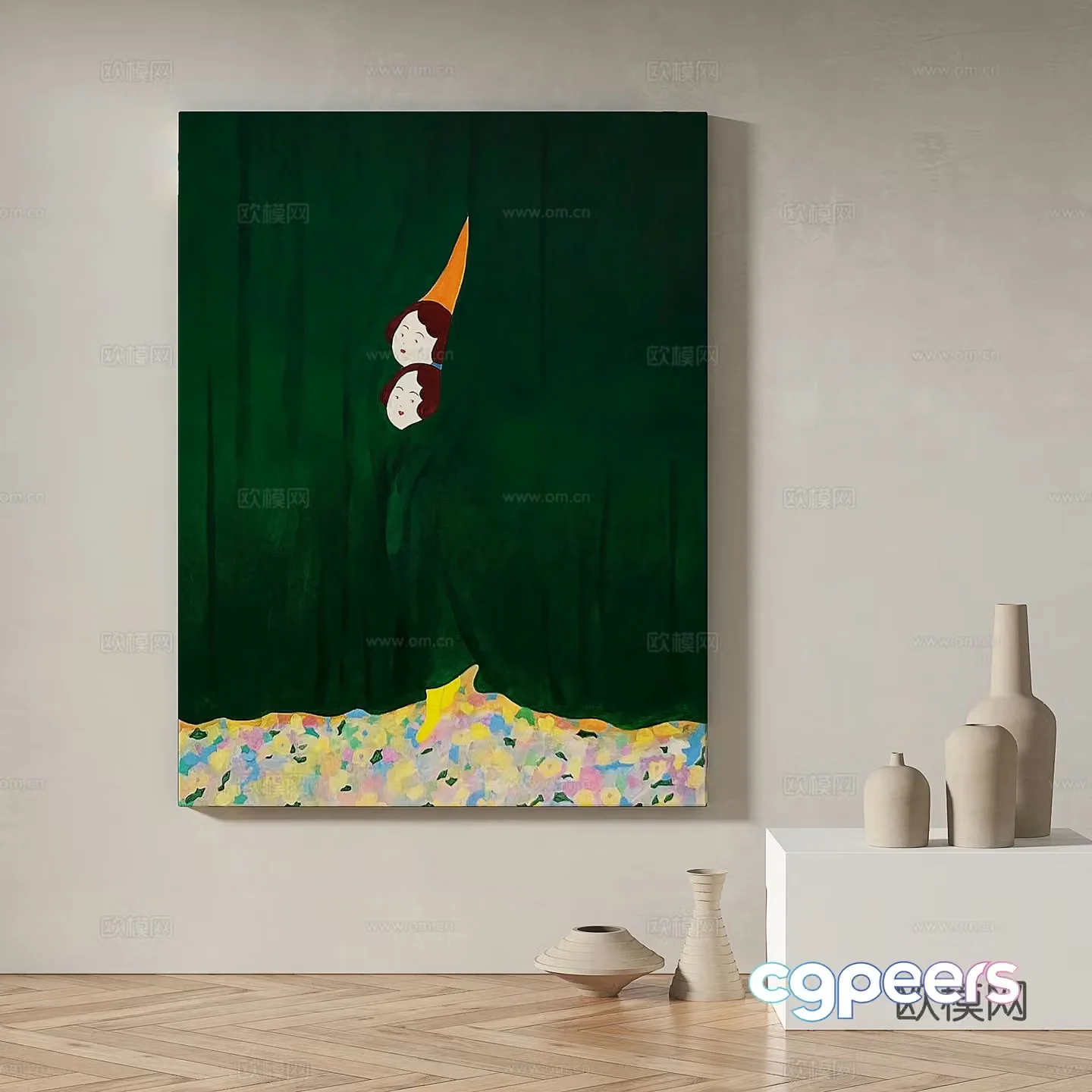 Modern minimalist abstract decorative painting 3d model