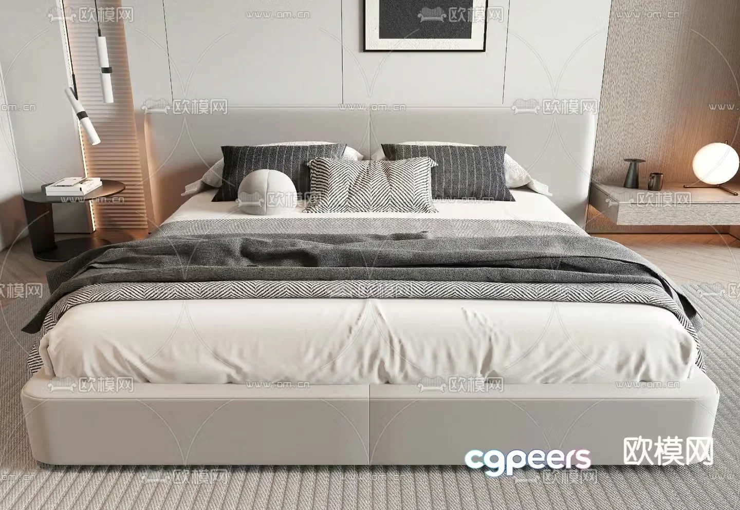 Modern double bed 3d model