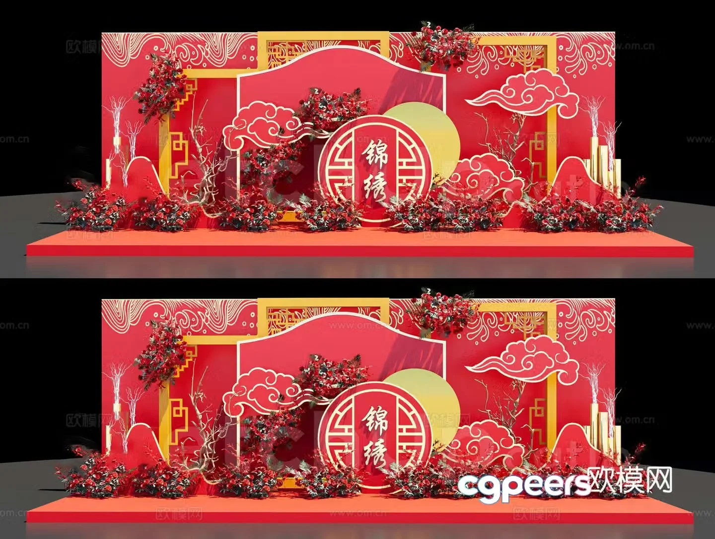 Modern decoration beautiful palace stage background beautiful palace decoration New Year shopping mall beautiful palace wedding beautiful palace 3d model