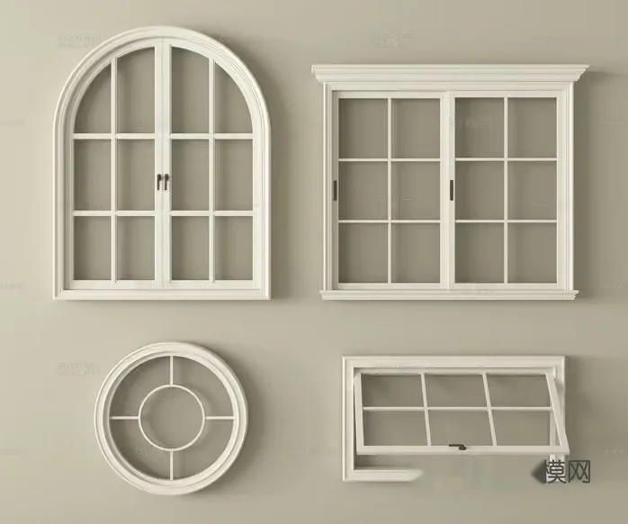 White Window Frames 3D Model – 14902 – VRAY Render