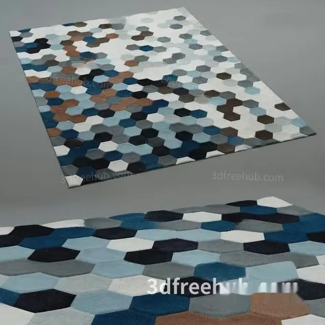 Blue And Brown Rug 3D Model – 21489 – VRAY Render
