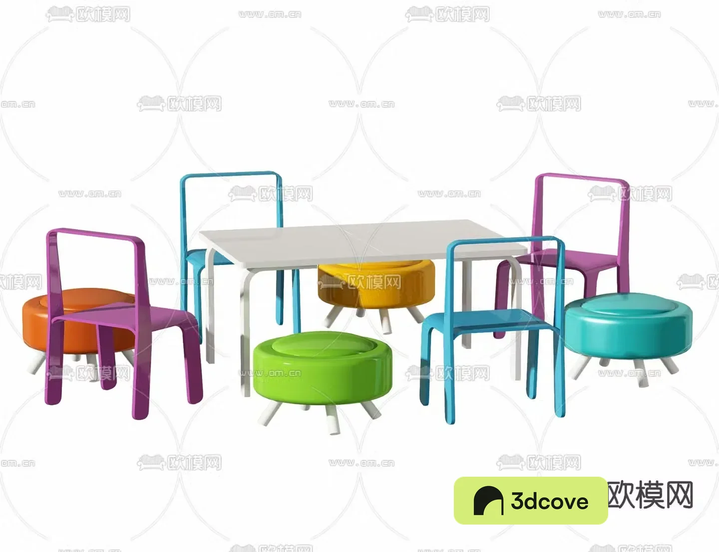 Modern colorful children’s table and chairs