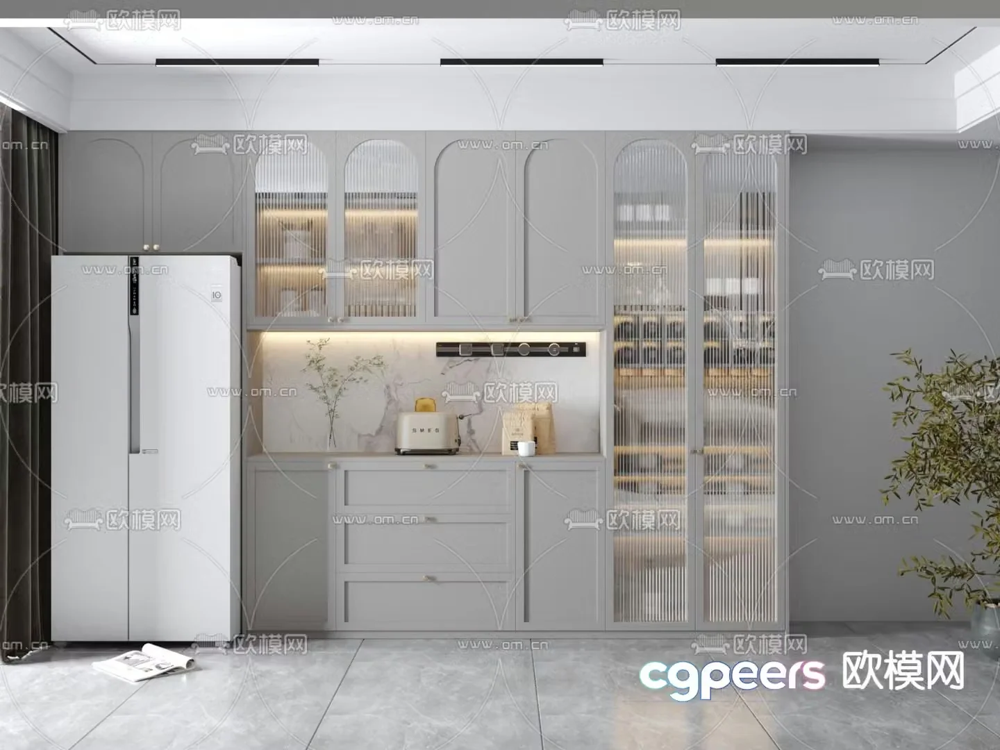 French wine cabinet sideboard 3d model