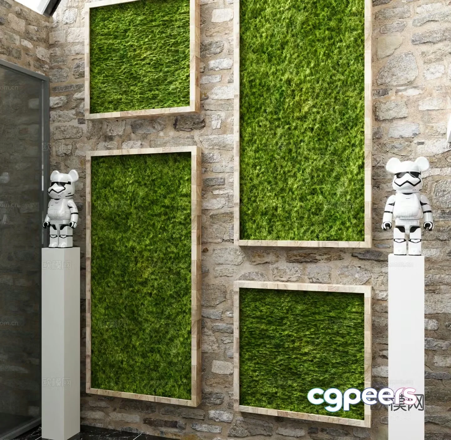 Green plant wall wall decoration decorative green plant 3d model