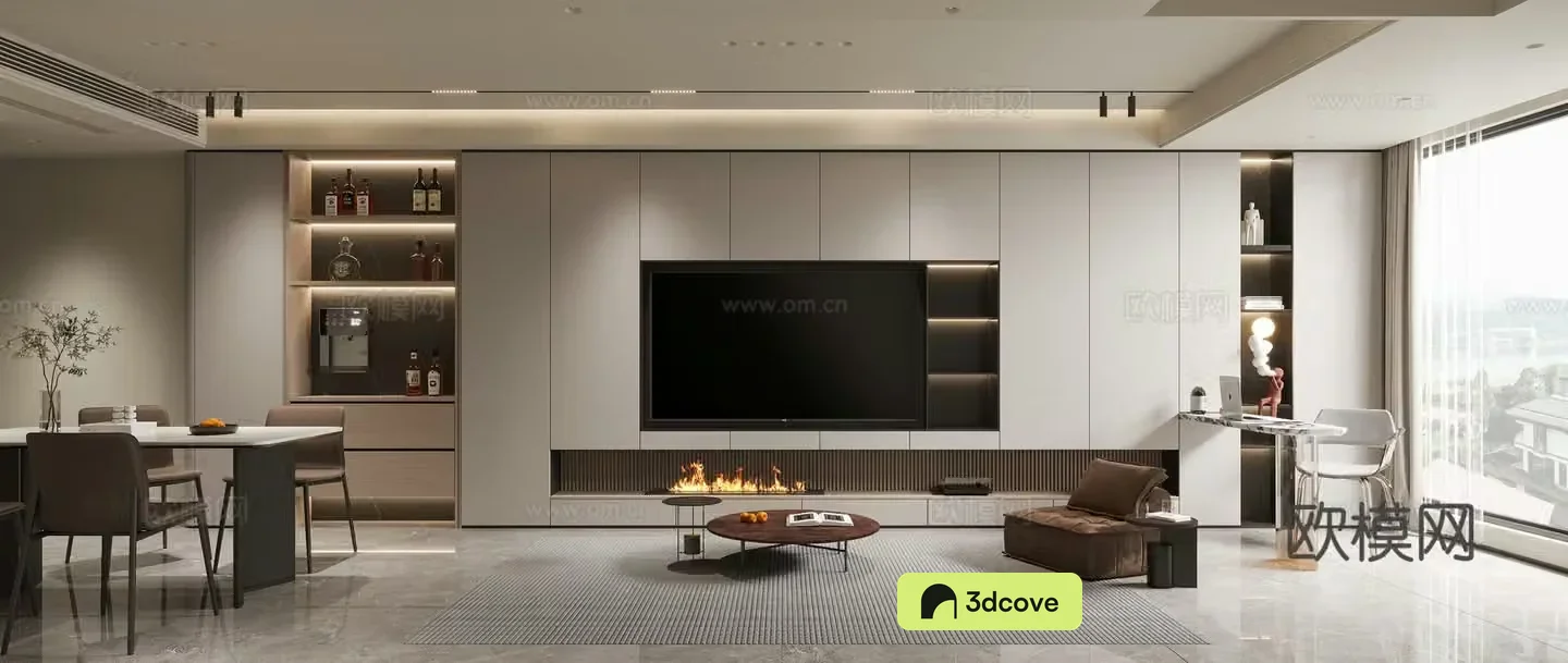 Modern living and dining room