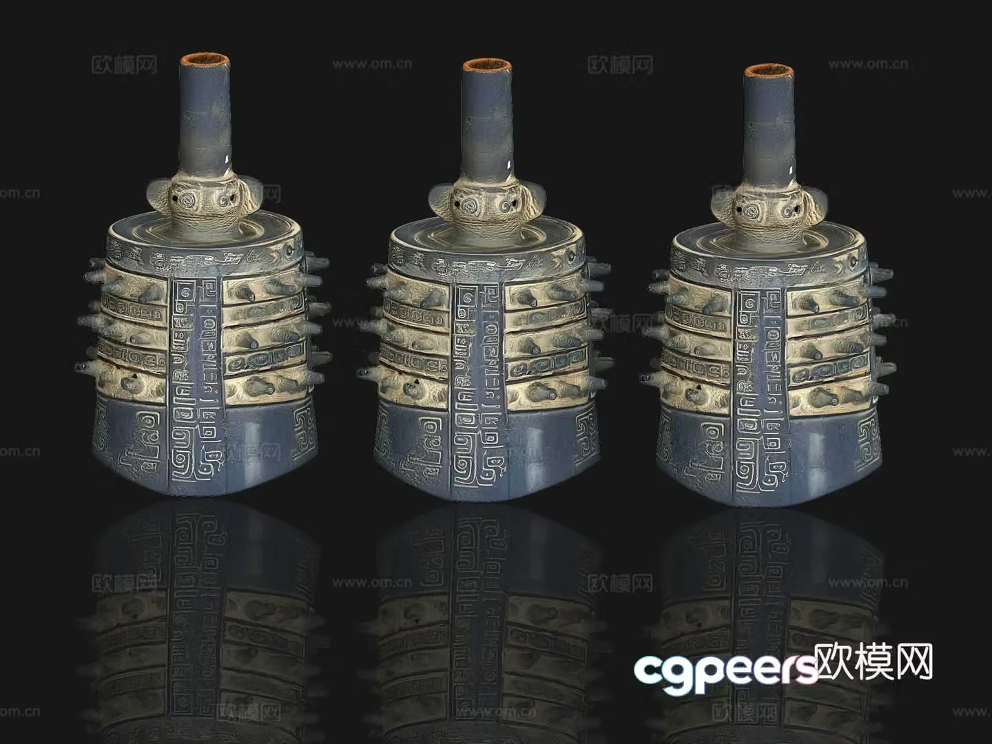Chinese bronze ware chimes musical instruments antiques cultural relics artworks chimes musical instruments Chinese music 3D model