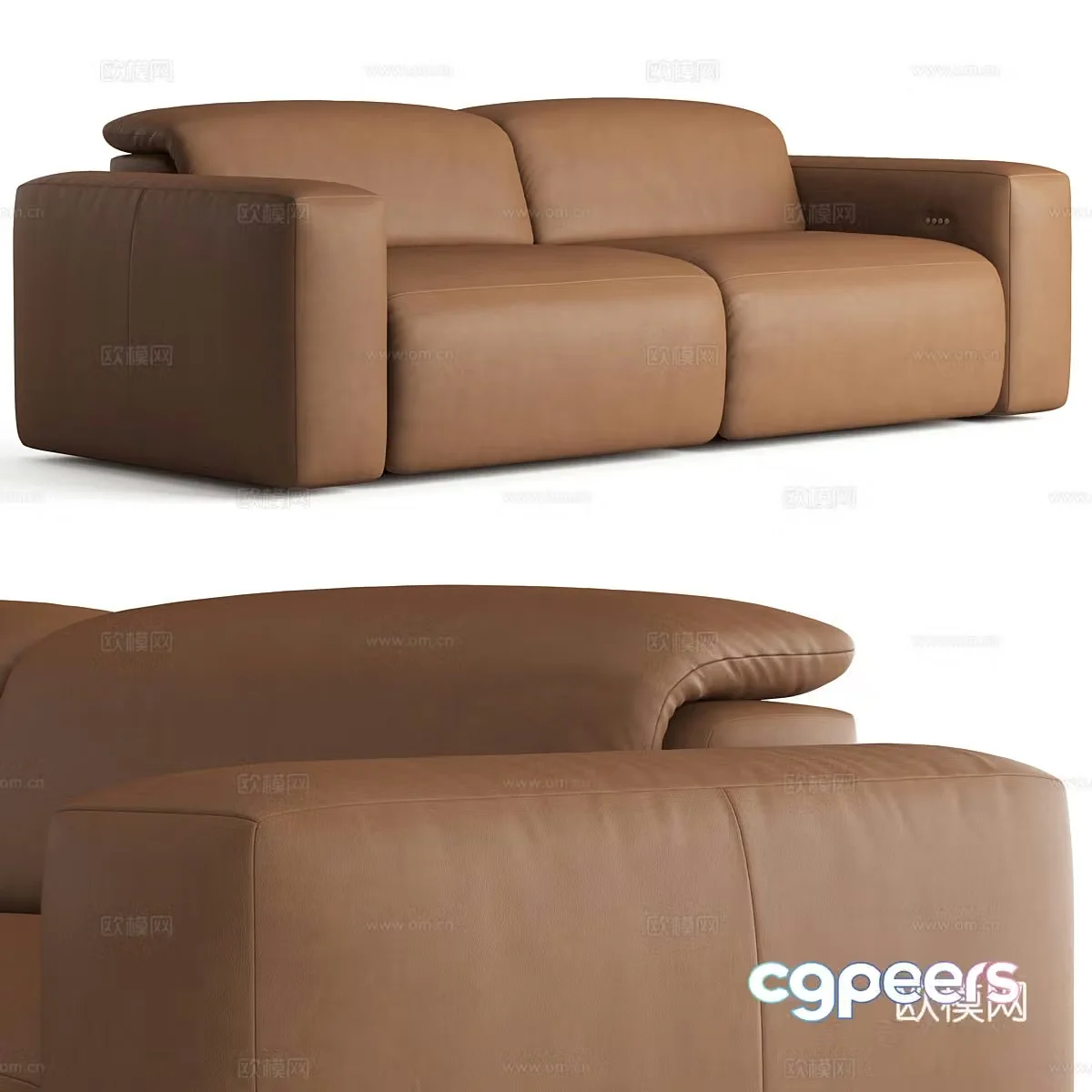 Modern Italian double leather sofa 3d model