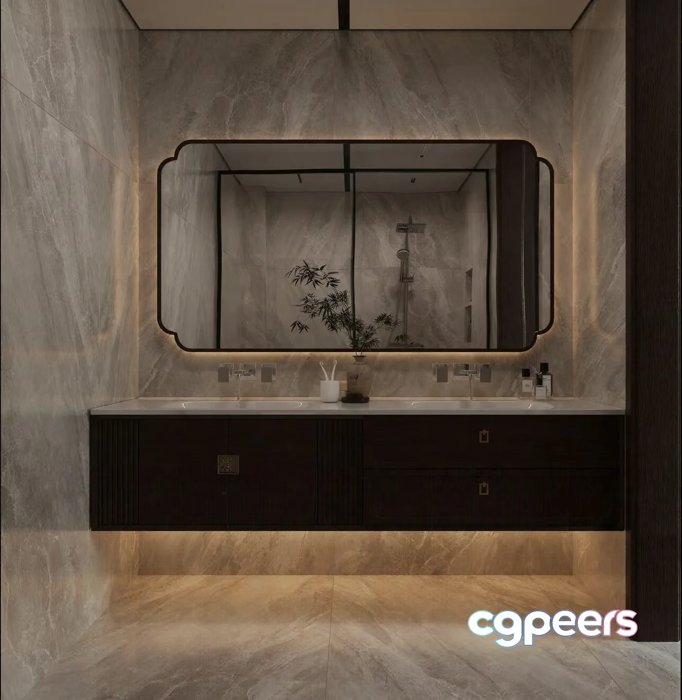 A Modern Bathroom Vanity 3D Model – 7945 – CORONA Render