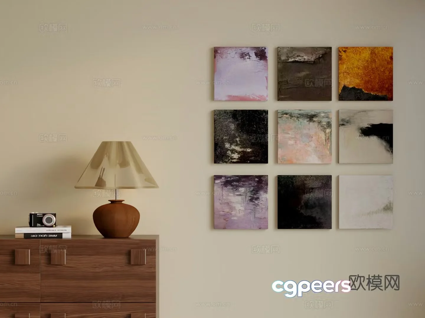 3D model of small hanging paintings in the middle style of Wasabi