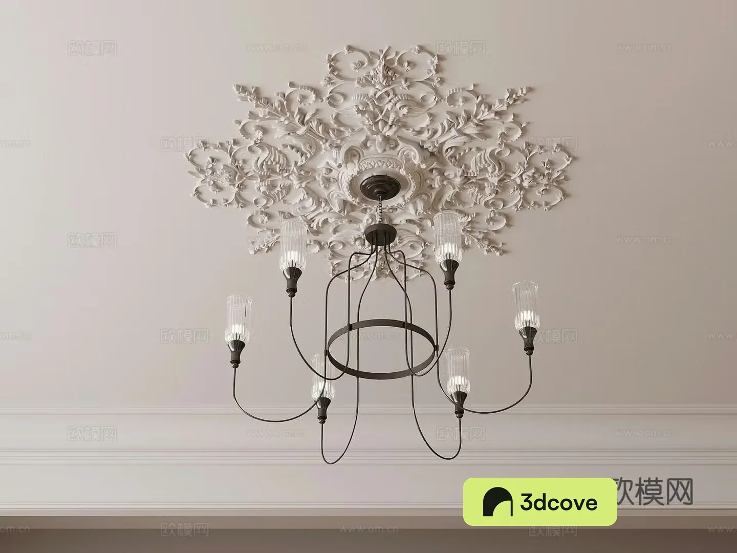 French gypsum lamp tray carved