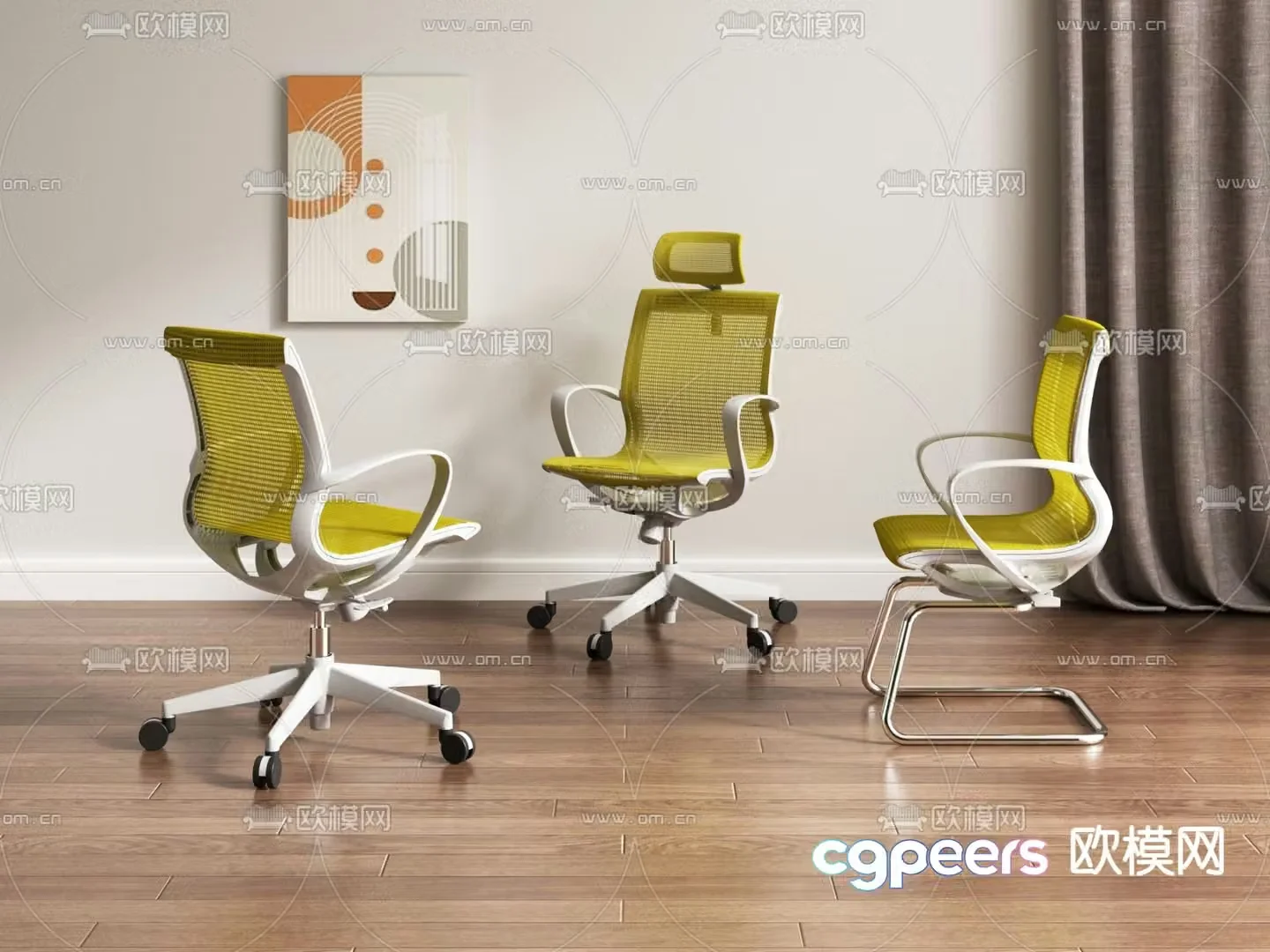 Mesh office chair shift chair staff chair 3D model