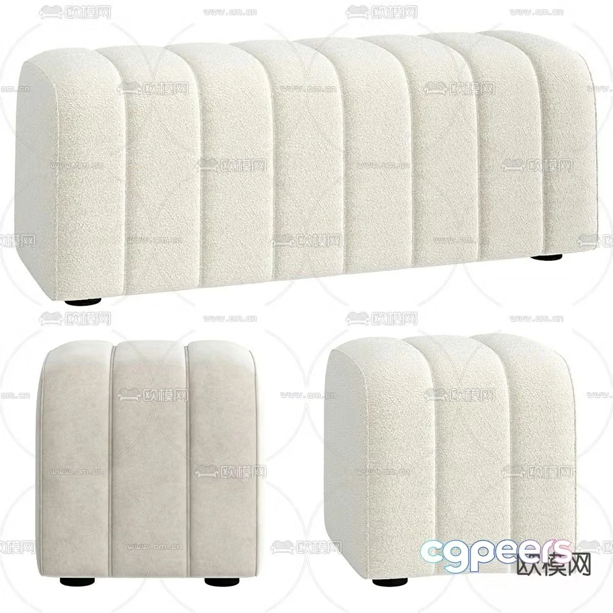 STUDIO cream footrest bedside stool sofa stool 3d model
