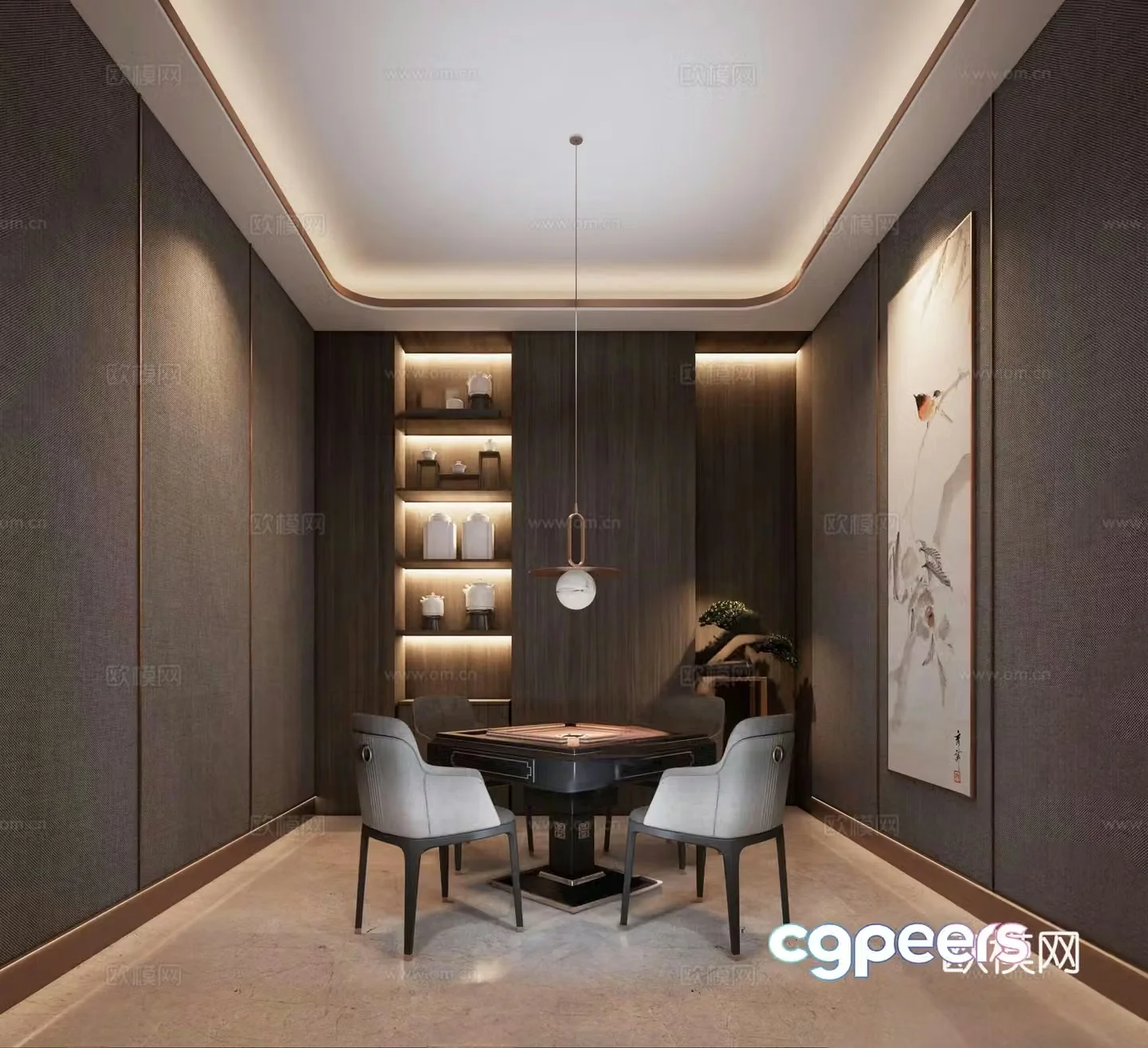 Chess and card room Mahjong room Mahjong table Mahjong chess and card room 3D model