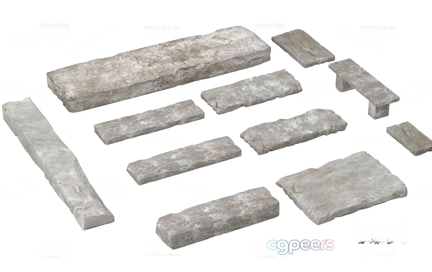 Gray Stone Pieces 3D Model – 19260 – VRAY Render