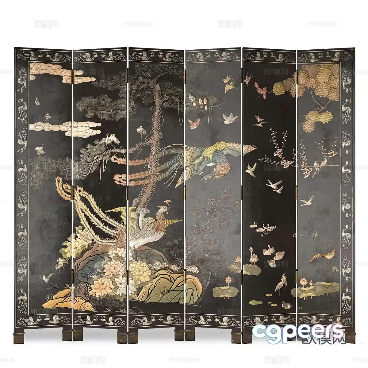 Chinese style decorative screen 3d model