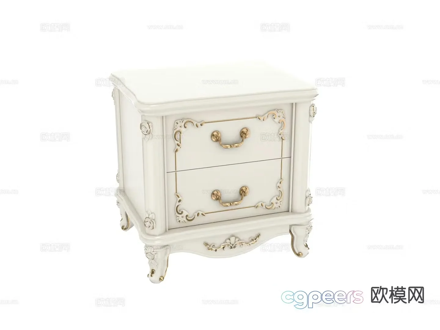 European style bedside table 3d model