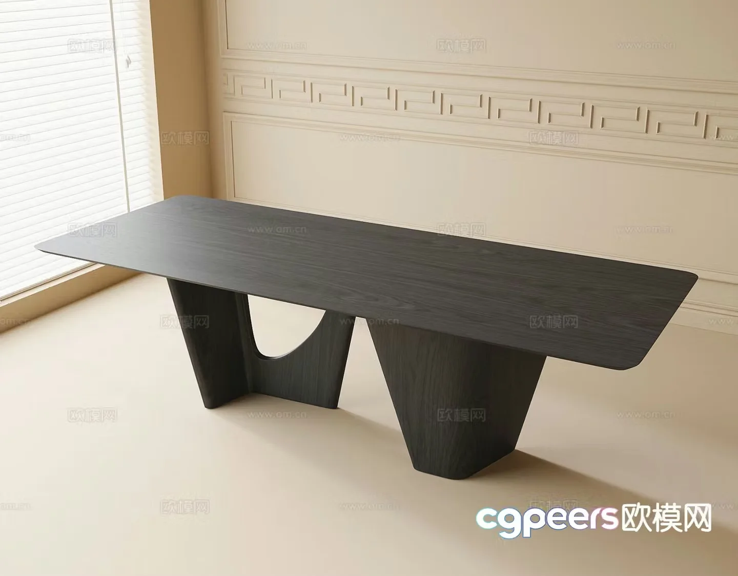 Modern wooden table dining table 3d model
