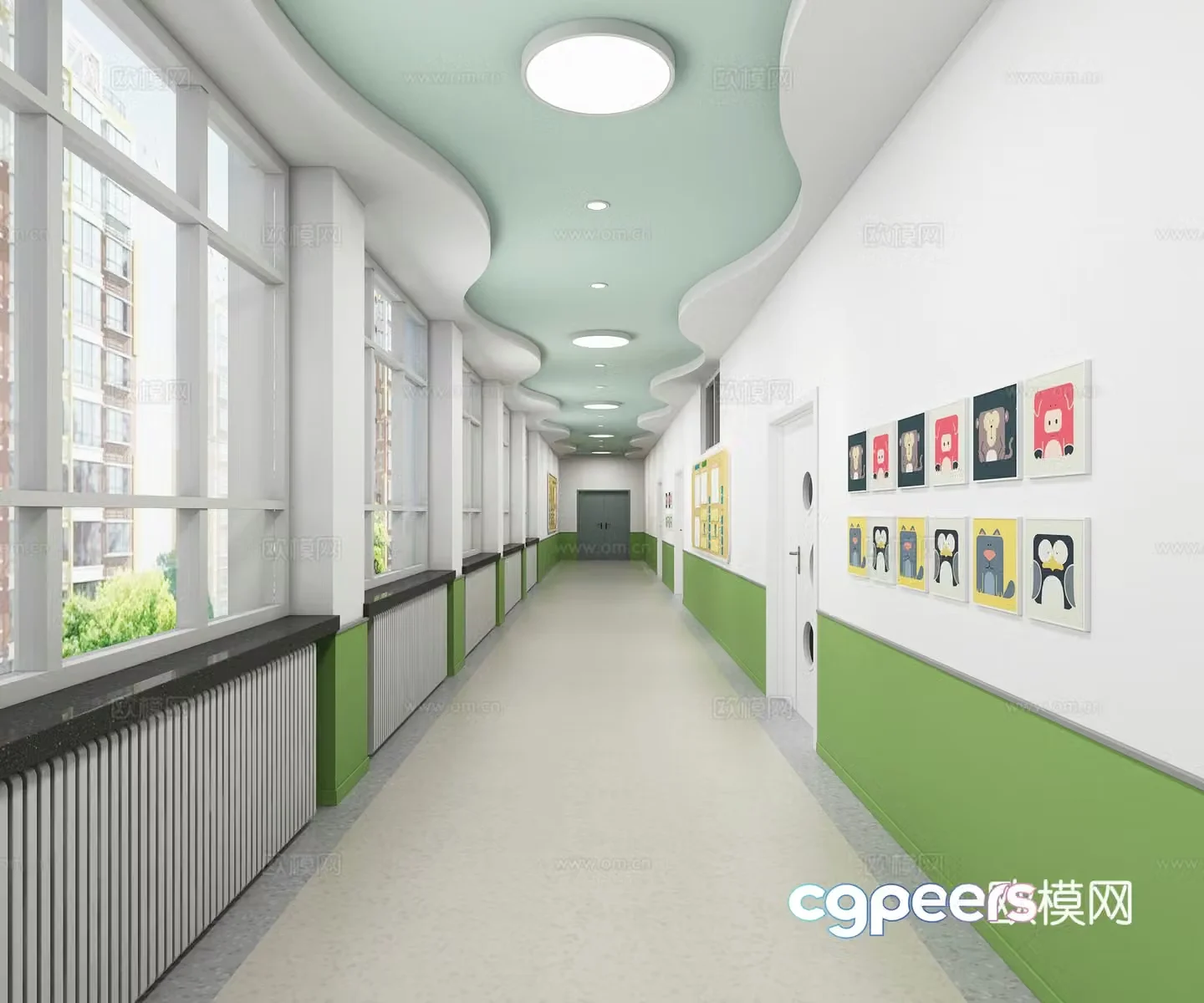Modern kindergarten corridor 3d model