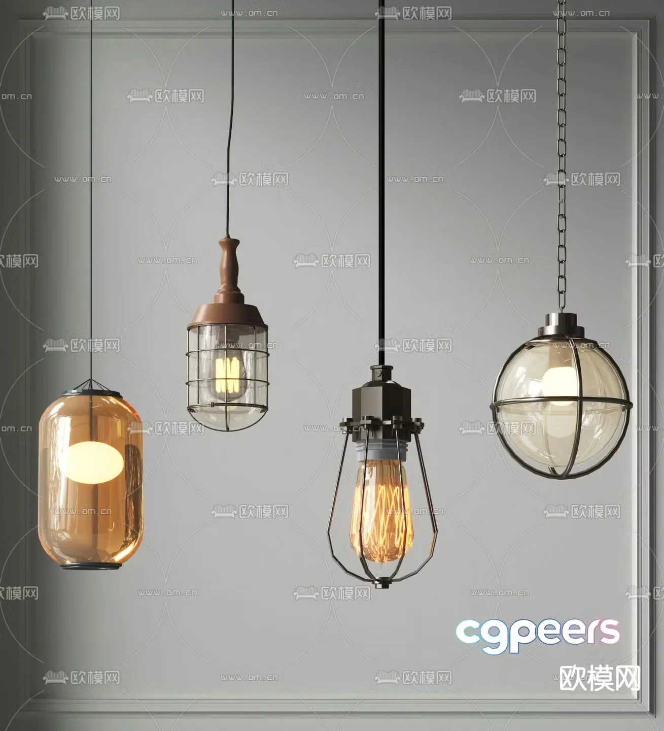 Industrial style chandelier Restaurant chandelier 3d model