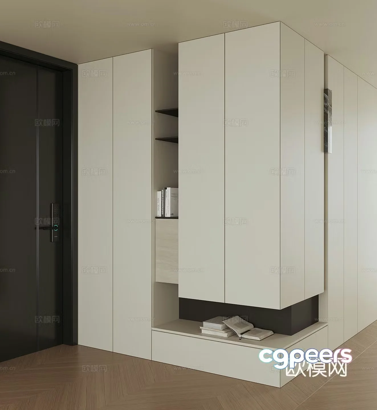 Modern home entrance shoe cabinet 3D model