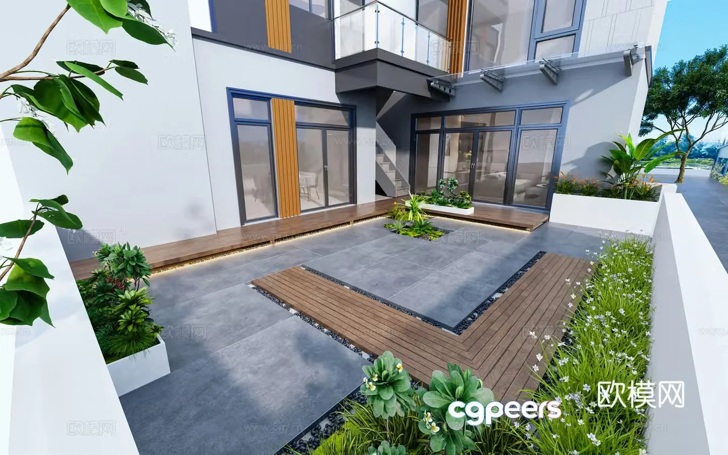 Garden Landscape Villa Garden Awning 3d Model