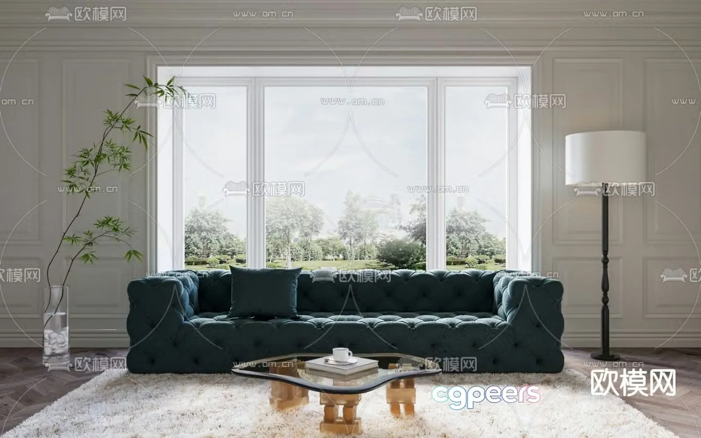 Simple European multi-person sofa 3D model