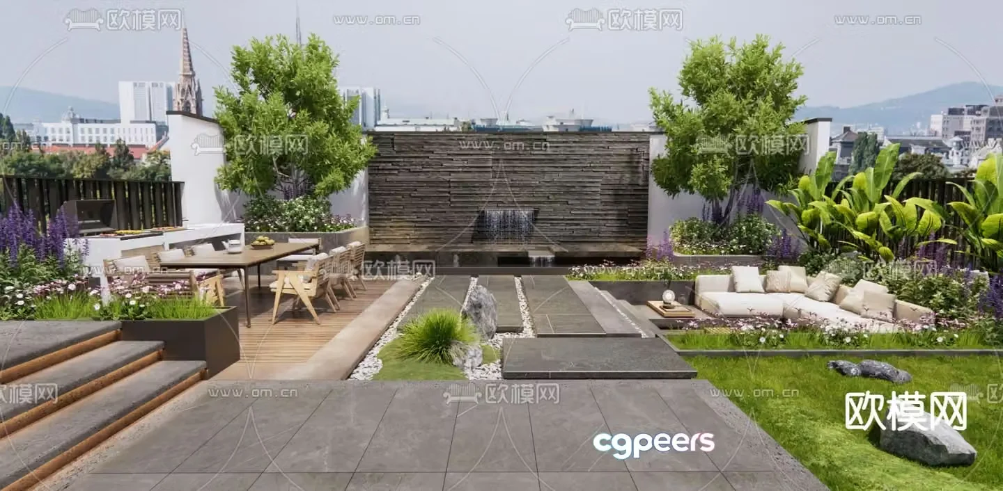 Roof garden terrace leisure balcony 3d model