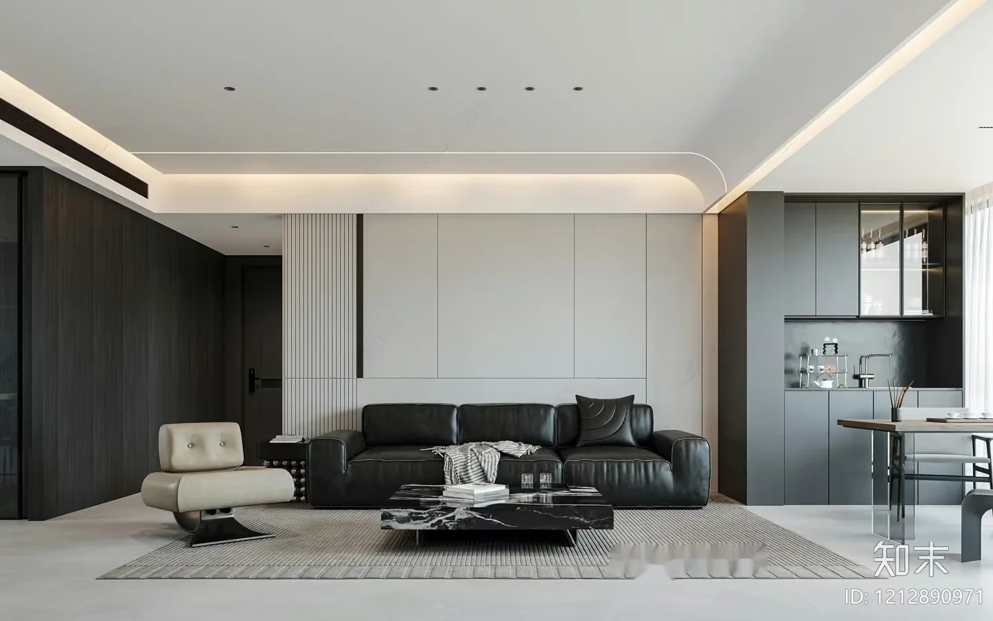 Modern Living Room 3D Model – 3585 – VRAY Render