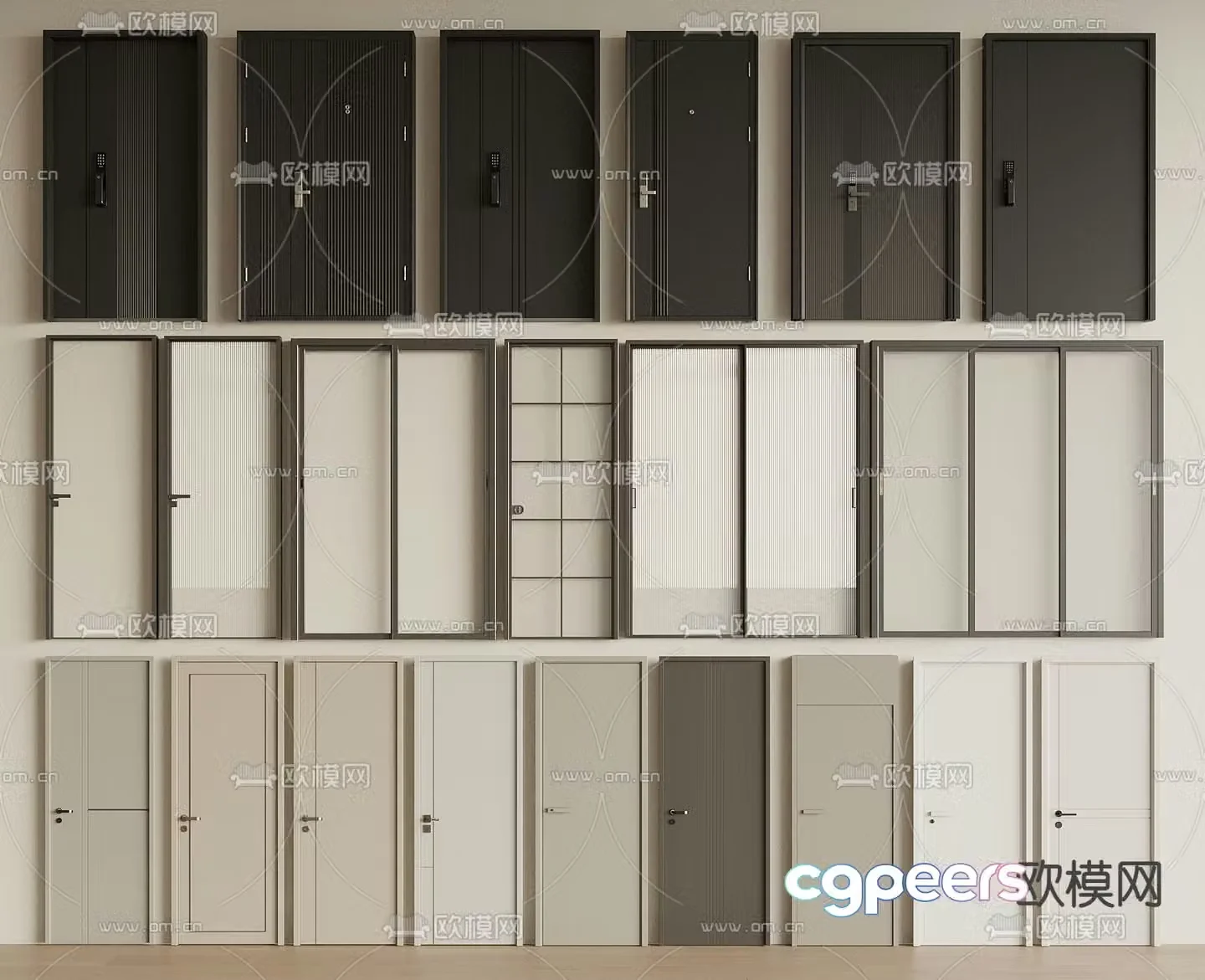 Entrance door security door swing door kitchen and bathroom door 3D model