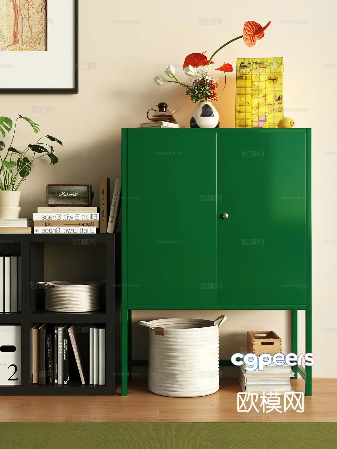Modern storage cabinet lattice cabinet 3d model