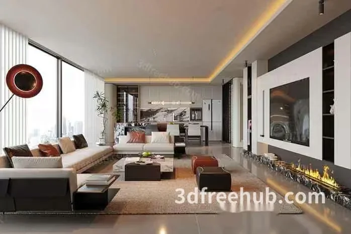 Modern Living Room 3D Model – 22964 – VRAY Render